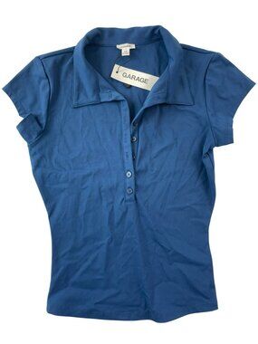 Garage Sleek Polo Tee Midnight Blue Short Sleeve Collared Casual Size Small NWT